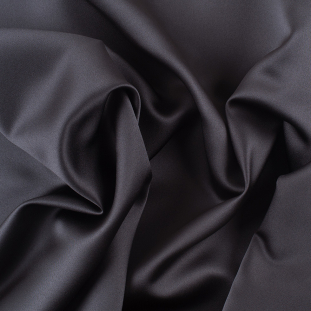 Charcoal Gray Solid Polyester Satin